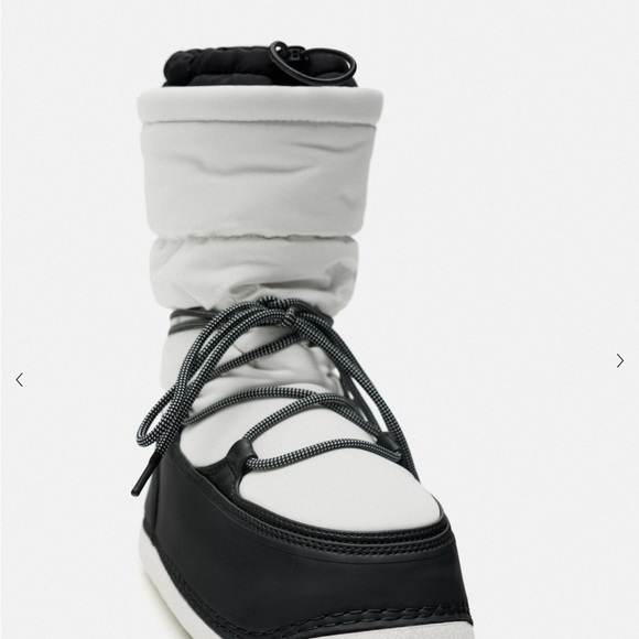 Zara NWT WATER RESISTANT AND WATER REPELLENT QUILTED BOOTS Size 9 Black & White - Picture 3 of 8